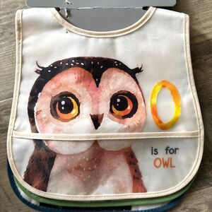 Neat Solutions Set Of 3 Animal 3mos.+ PVC Free Water Resistant Baby Pocket Bibs